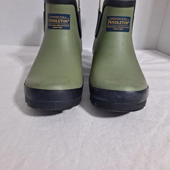 Pendleton Chelsea Boots Woman 7 Green Rubber Waterproof Lined Slip On Comfort - Picture 7 of 14